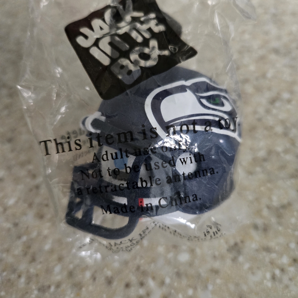 Jack in the Box promotional Seattle Seahawks antenna ball.   (Blue Helmet)